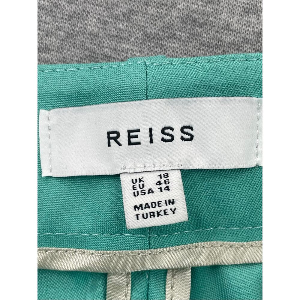 REISS Ember High-Rise Slim Straight Leg Trouser Pants Womens 14 Teal Blue Green - Picture 6 of 14